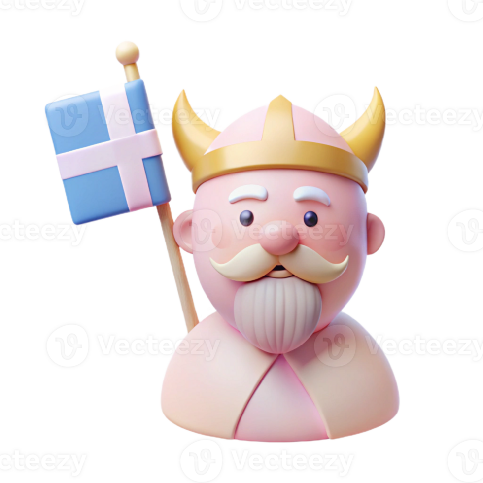 Cartoon Viking with a Flag png