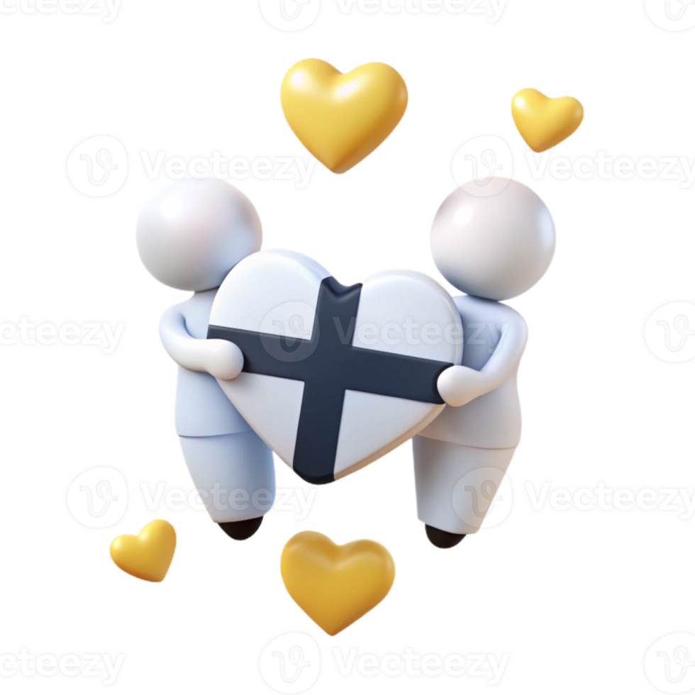 Two Figures Holding a Heart-Shaped Symbol png