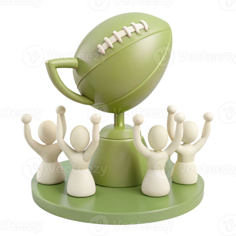 Team Celebration with Trophy in the Shape of a Football png