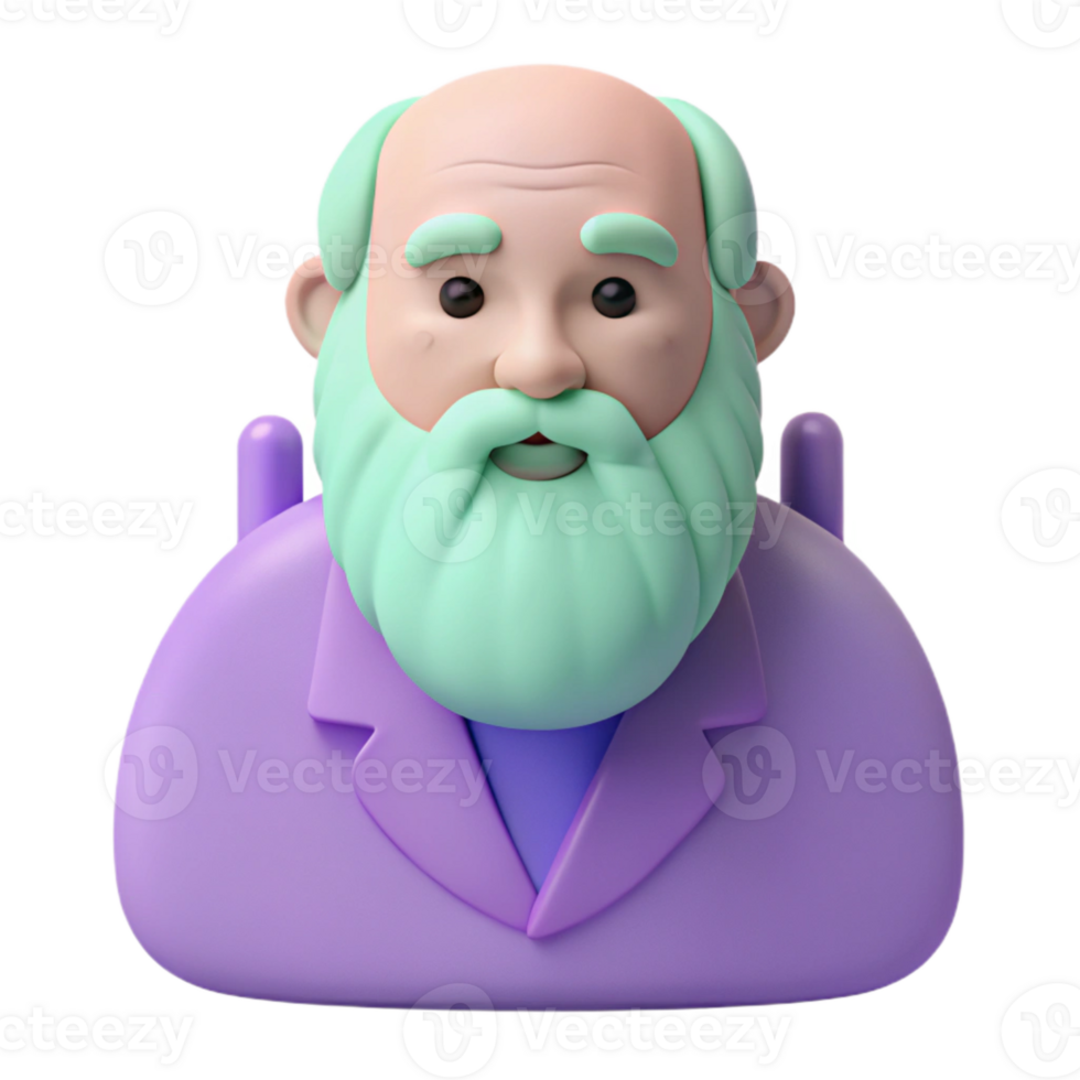 3D Cartoon Illustration of a Senior Man with a Beard png
