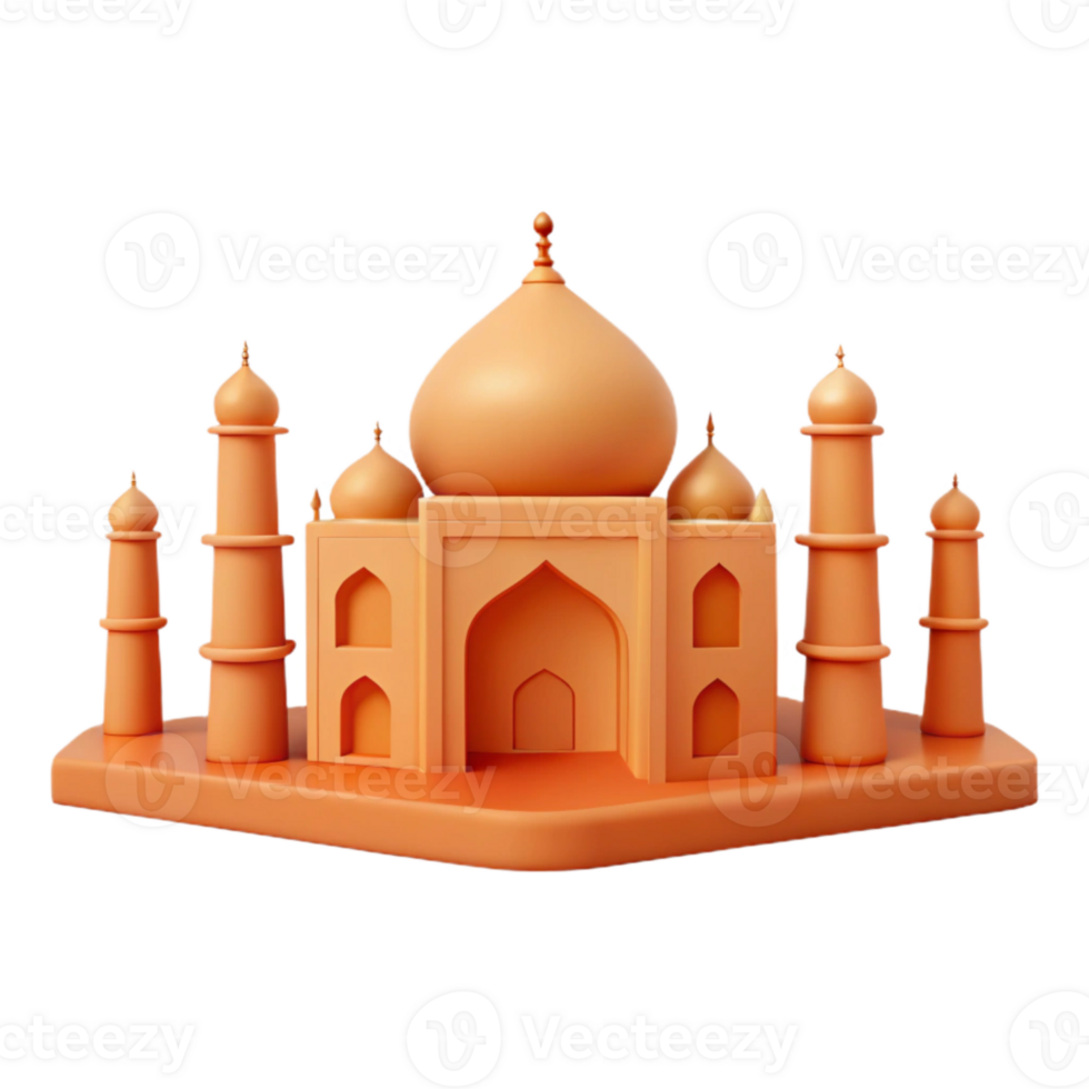 3D Model of a Famous Architectural Structure with a Dome and Minarets png