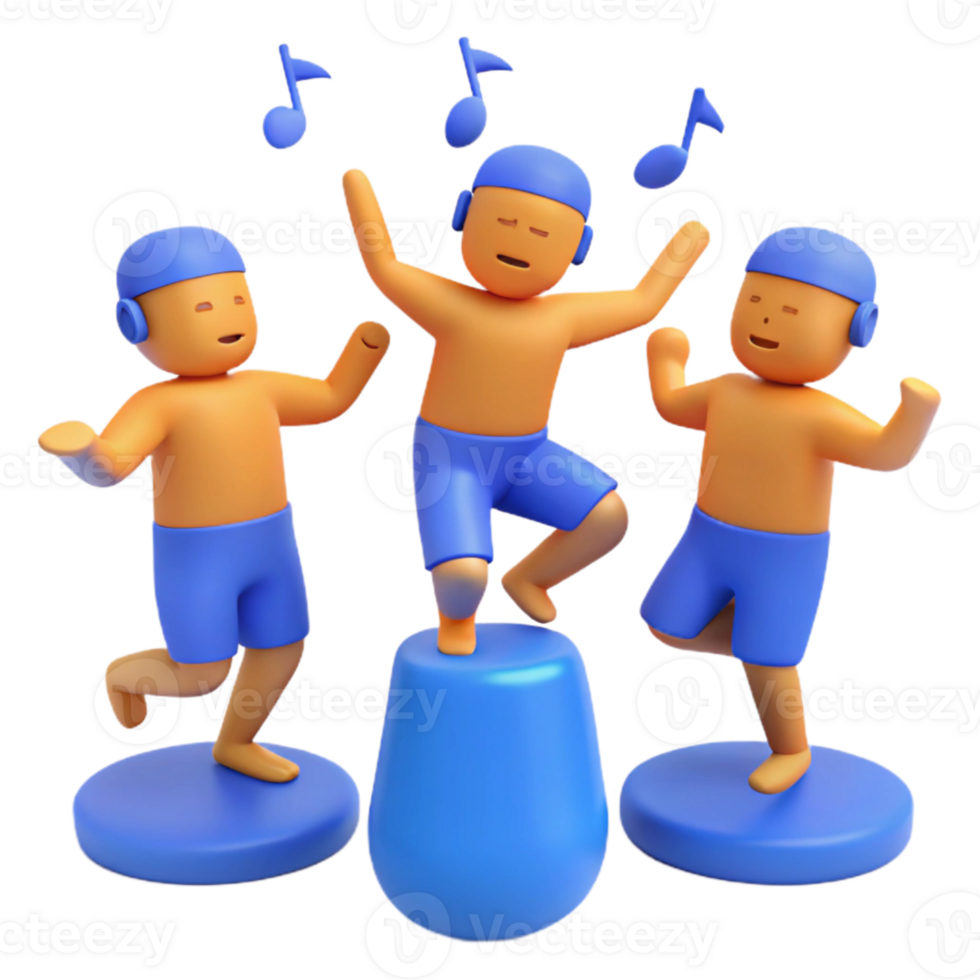 Three Cartoon Characters Dancing to Music png