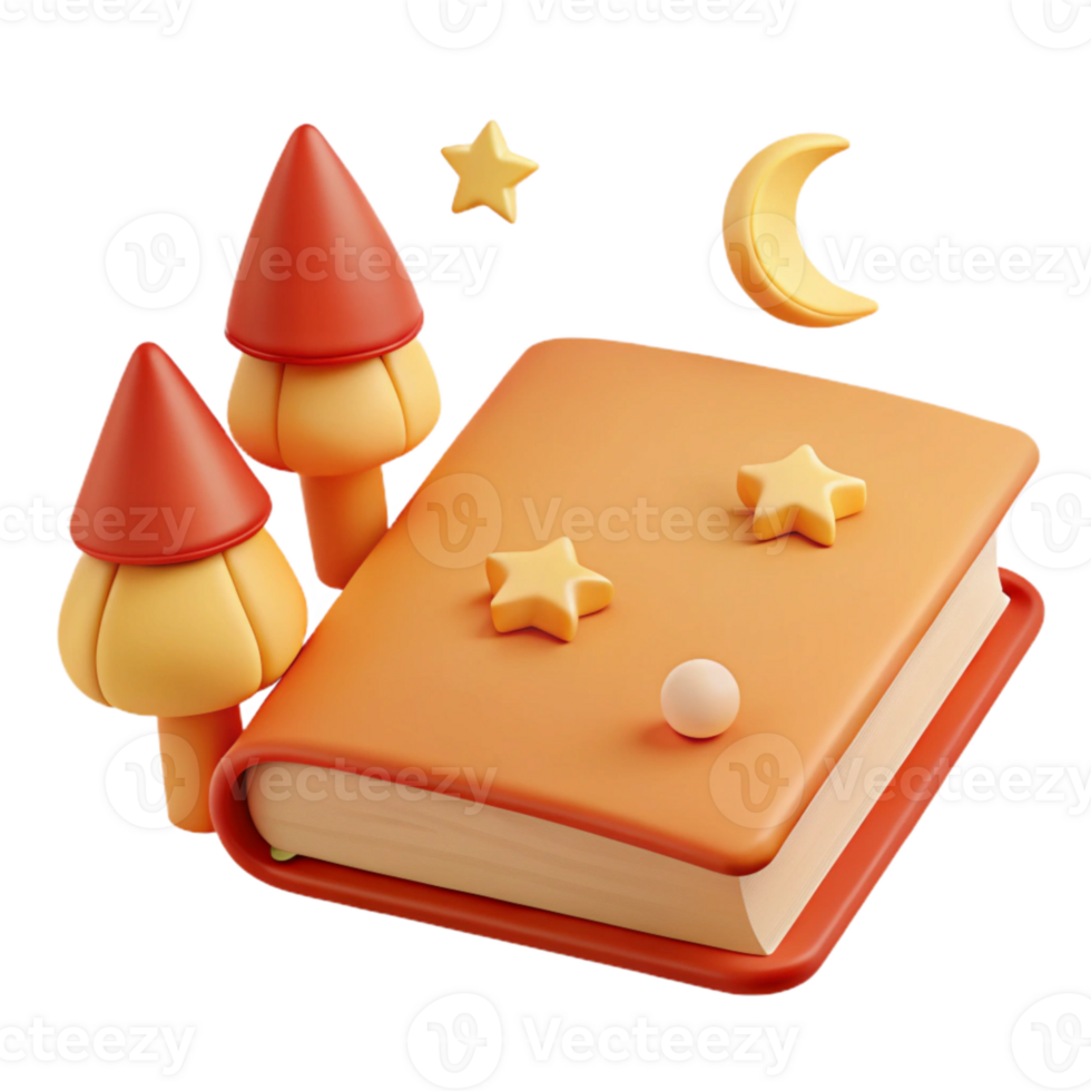Bedtime Storybook with Moon, Stars, and Trees png