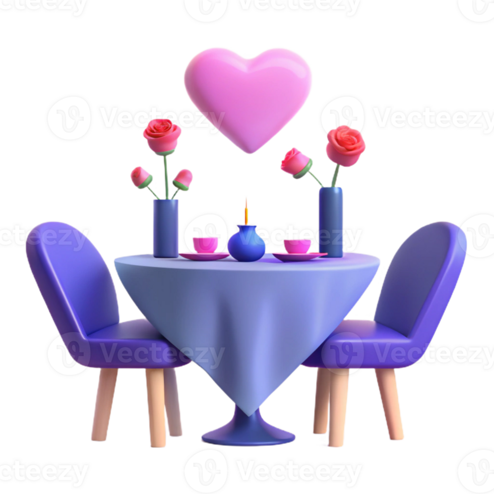 Romantic Dinner Date Table Setting with Candle and Flowers png