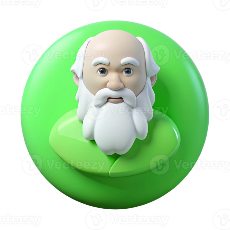 3D Cartoon Illustration of a Wise Old Man with a White Beard png
