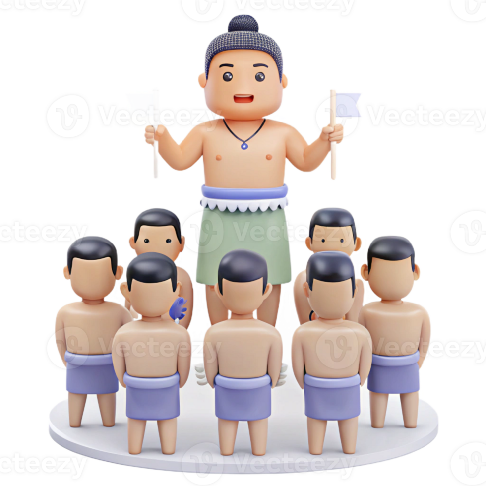 3D Cartoon Illustration of a Teacher Leading Students png