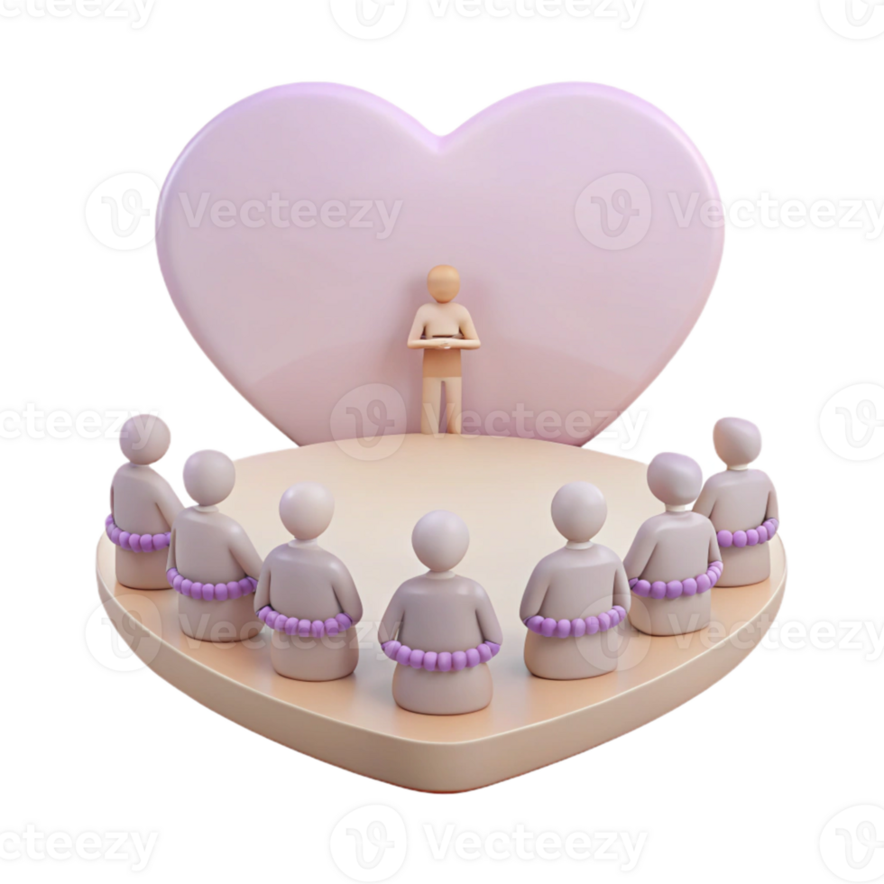 3D Render of a Group of People Listening to a Speaker in a Heart-Shaped Room png