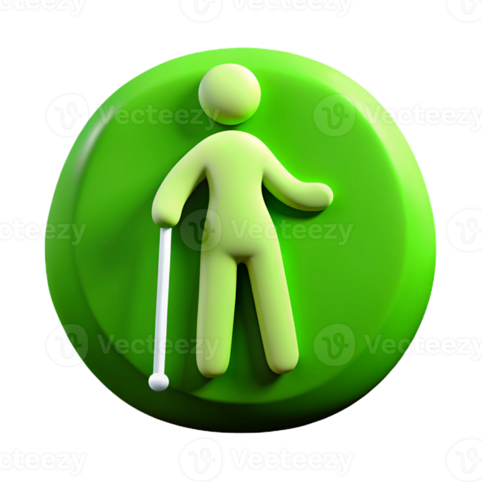 Green Circle Symbol with Person Using a Cane png