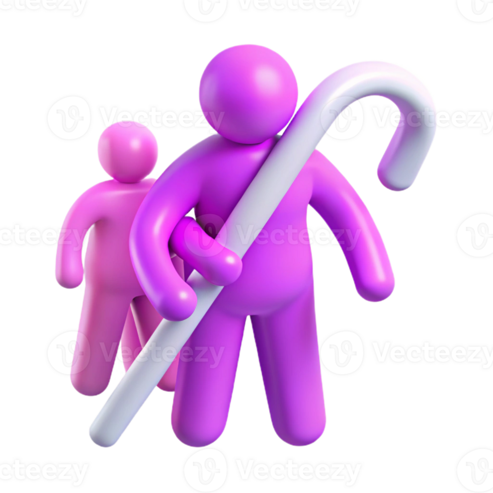 3D Rendered Illustration of Cartoon People Holding a Candy Cane png