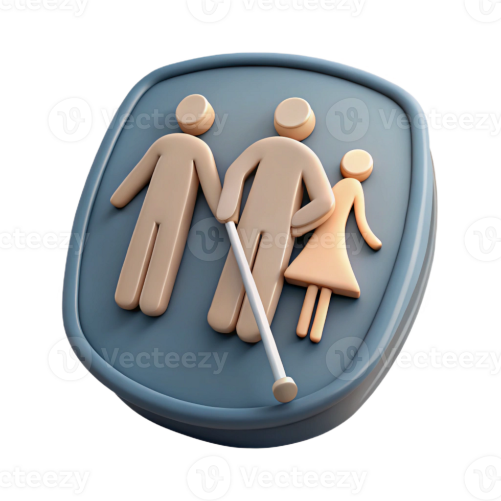 3D Icon of Family with Blind Person png