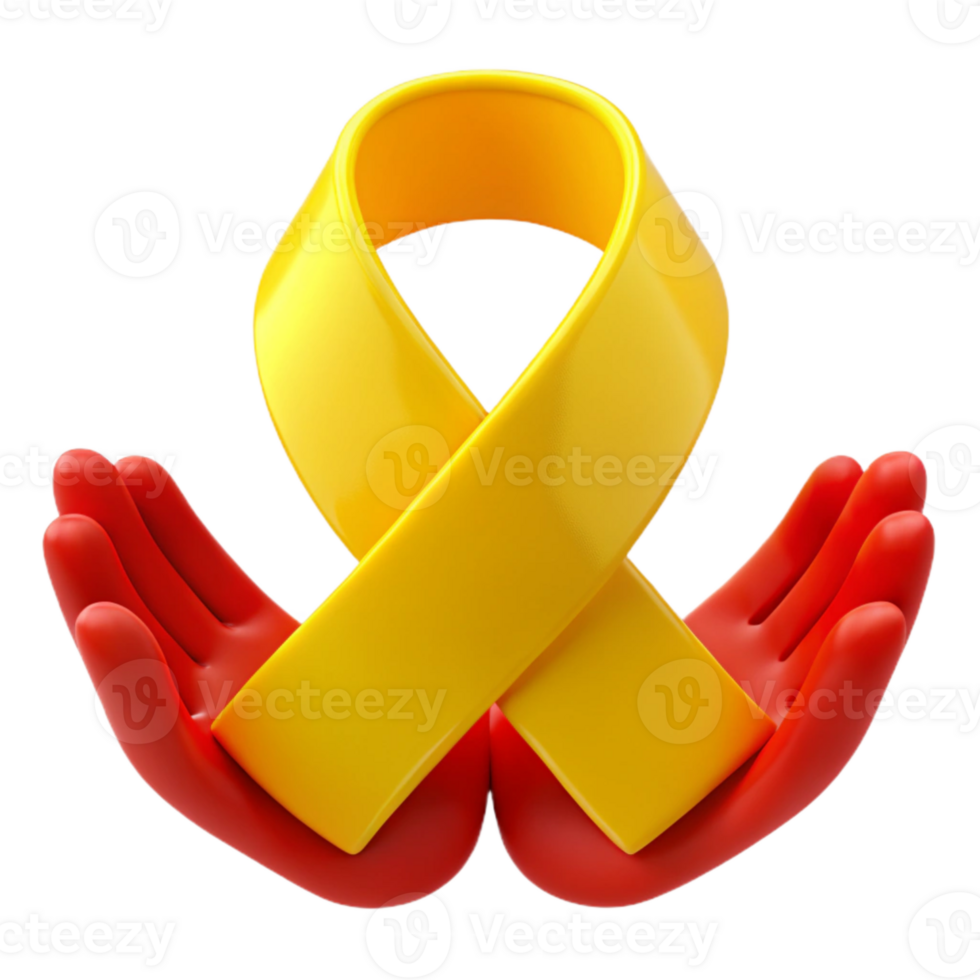 Supporting a Cause Yellow Ribbon in Open Hands png