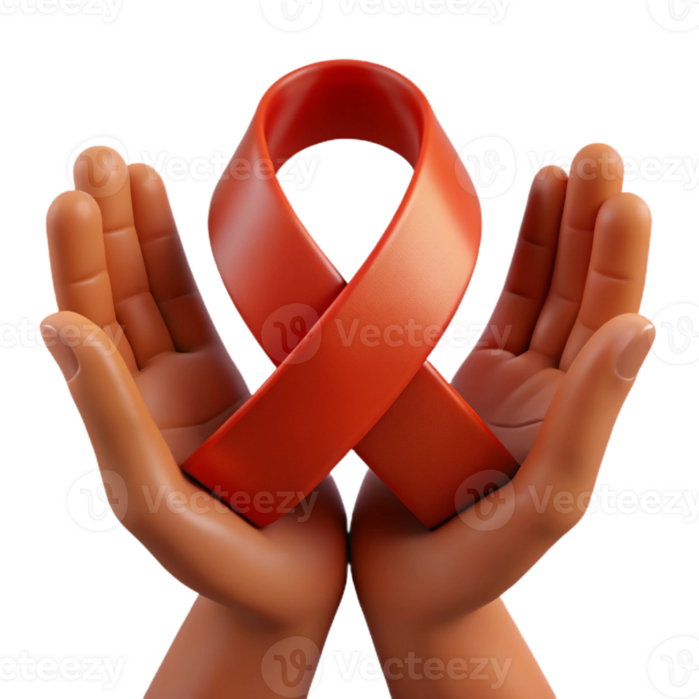 Red Ribbon Held in Hands png