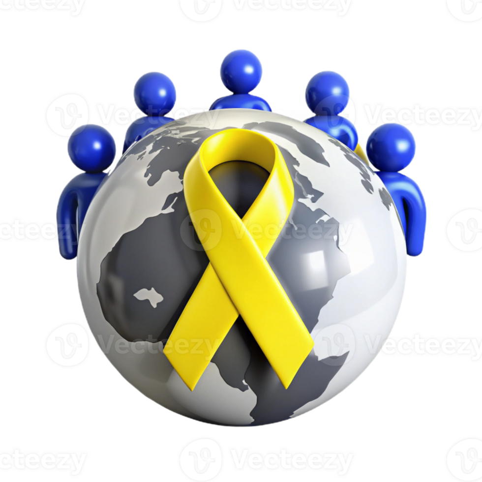 Global Unity and Support A Yellow Ribbon Symbol png