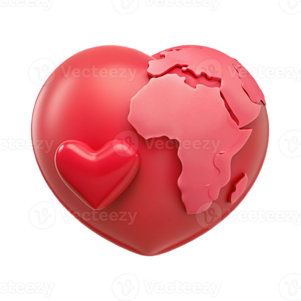 Love for the World 3D Heart Shaped Globe png