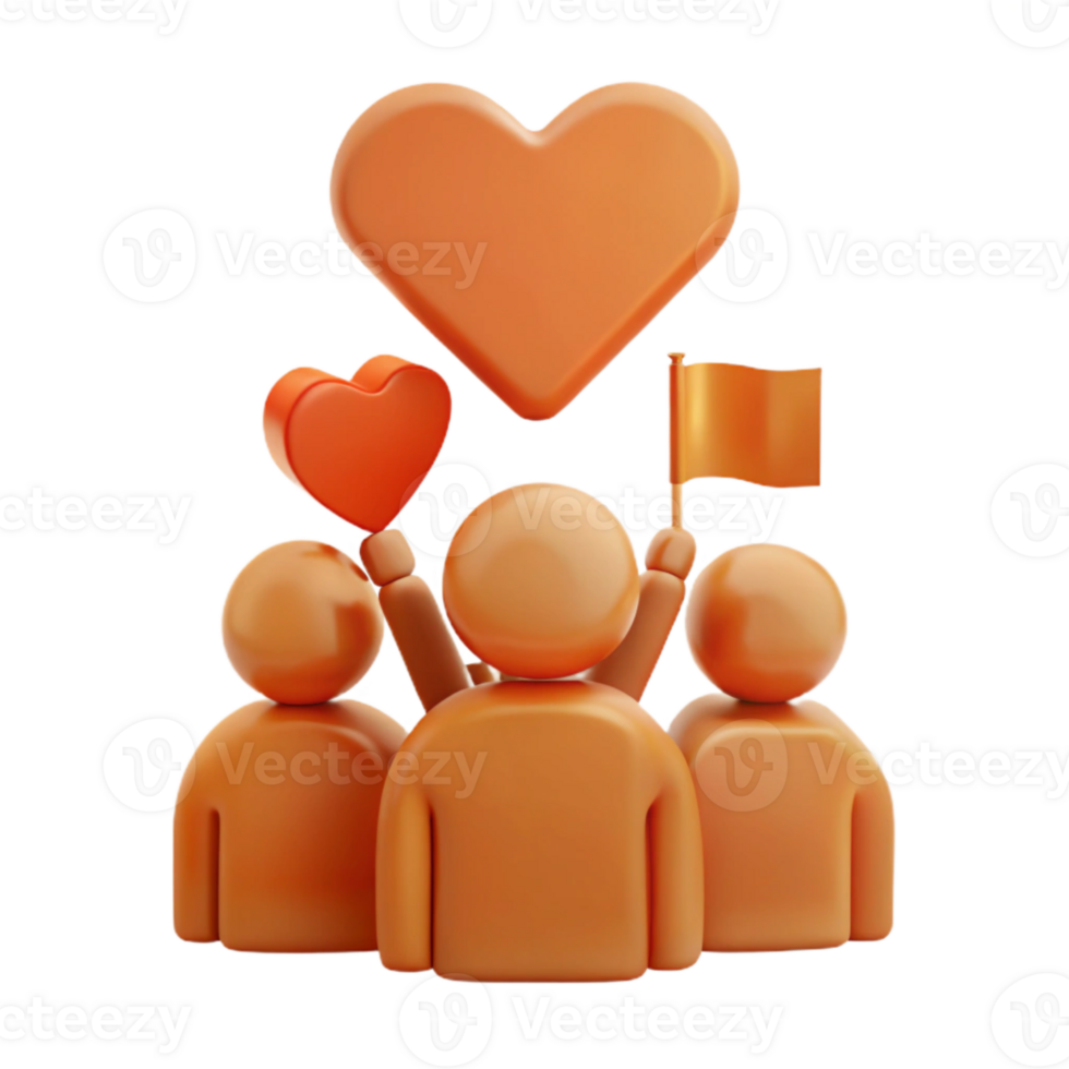 Group of People Holding Hearts and Flag png