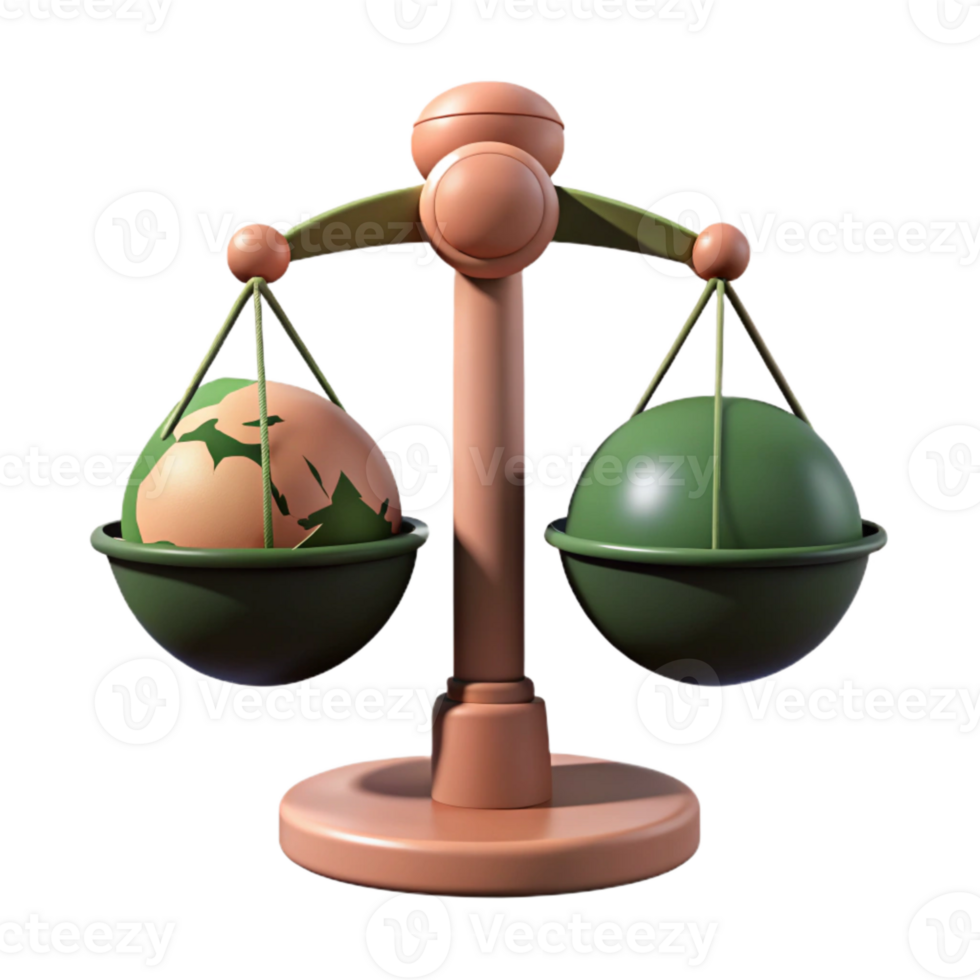 Scales of Justice Balancing Green and Brown Globes png