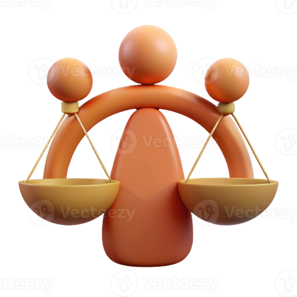 3D Render of a Balance Scale with Orange and Yellow Colors png
