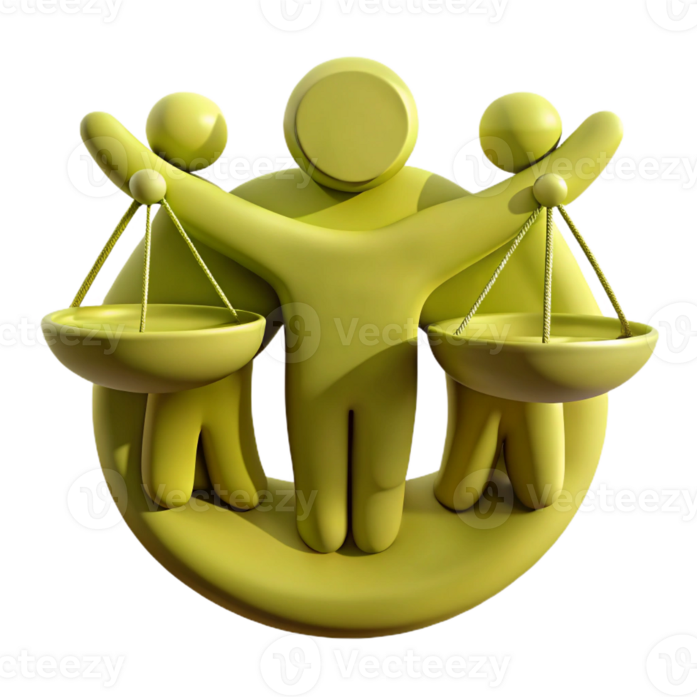 Justice, Equality, and Balance A 3D Representation png