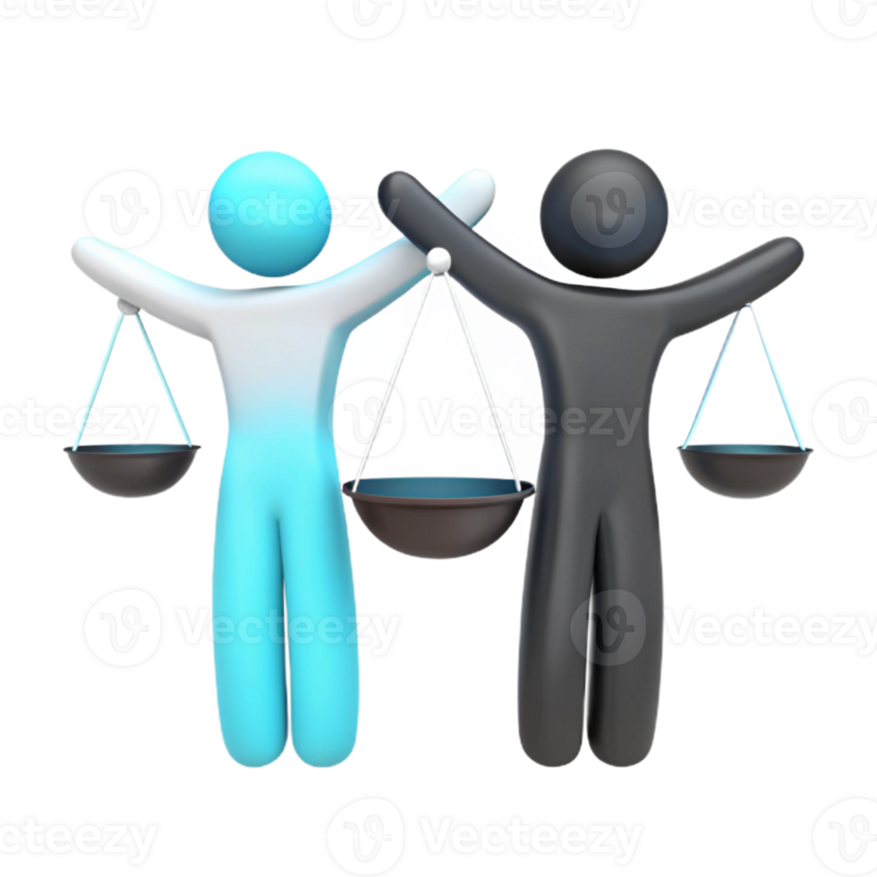 Equality and Justice Two Figures Holding Scales png