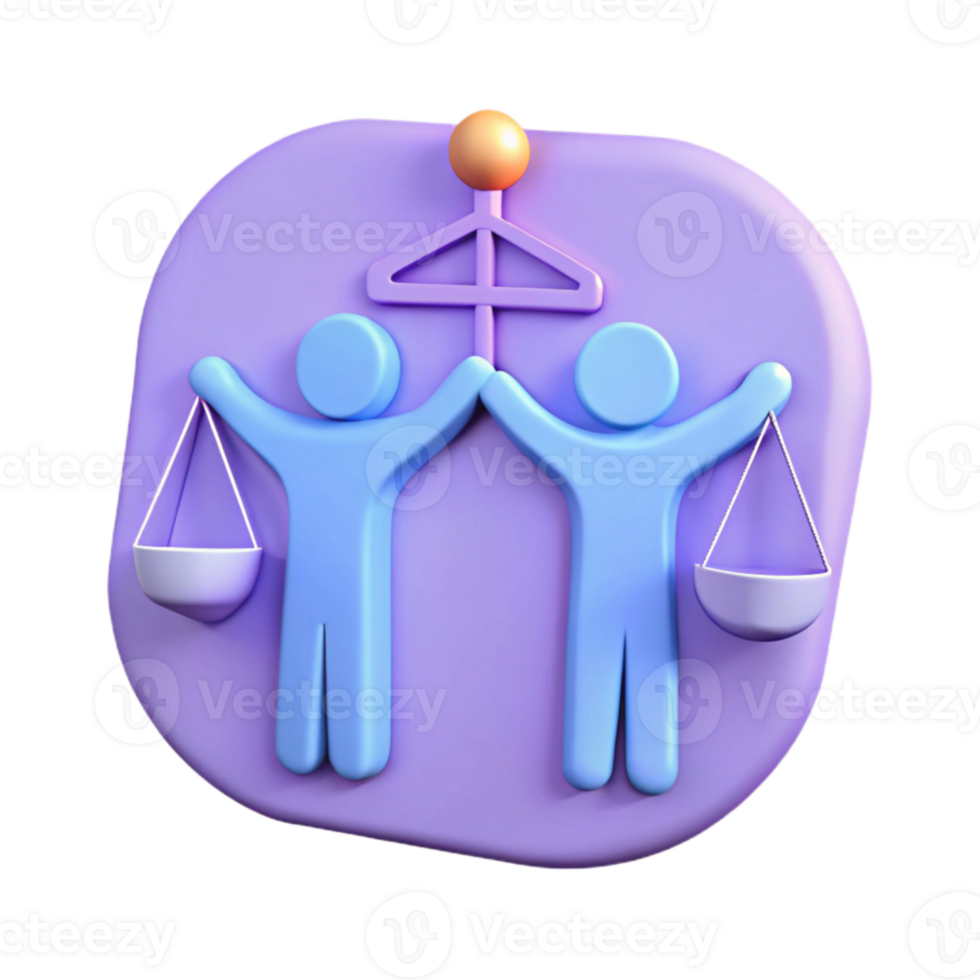 3D Icon of Two People Holding a Scale of Justice png