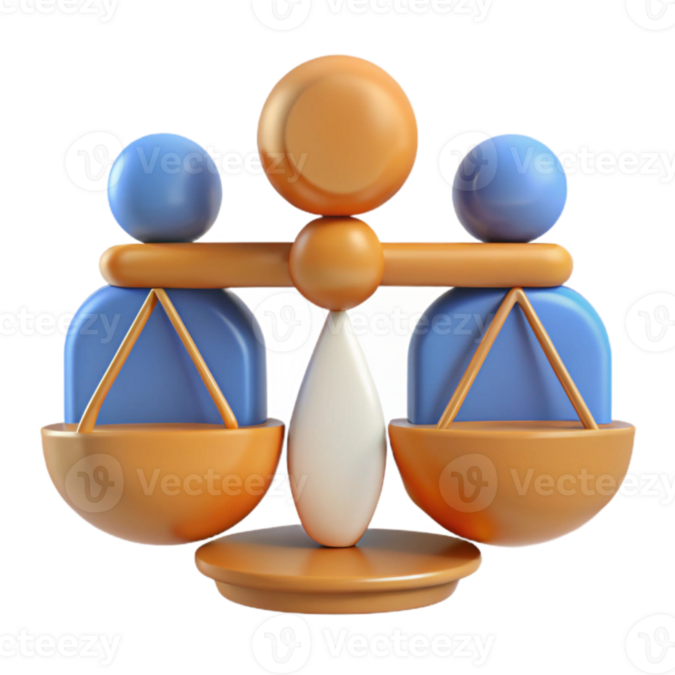 Balanced Scale with Two People 3D Rendering png