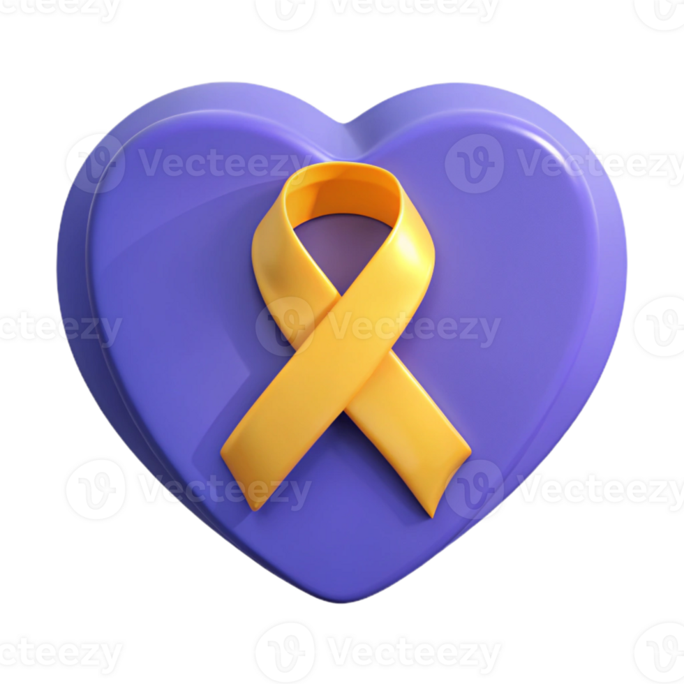 Purple Heart with Yellow Ribbon Symbol of Support and Hope png