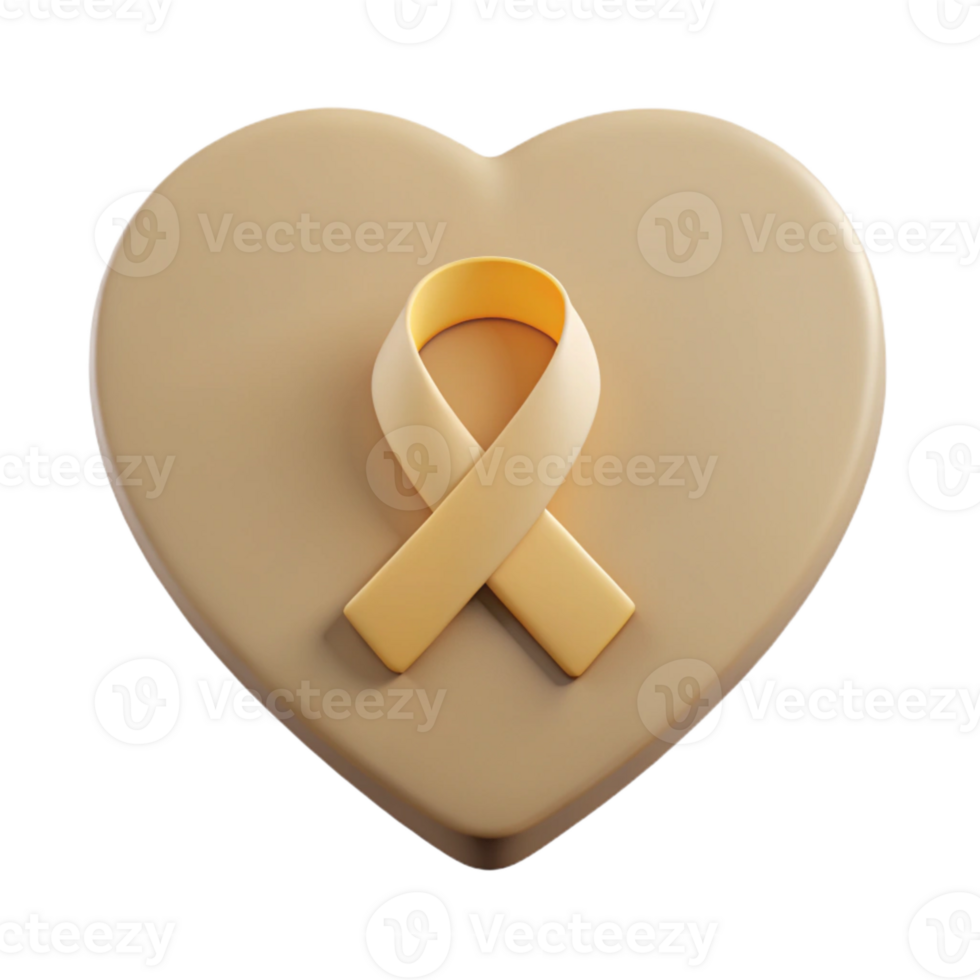 Yellow Ribbon on a Heart Shape png