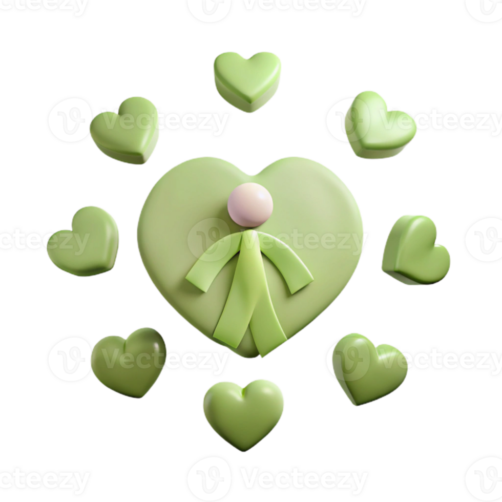 Green Heart with a Person and Ribbon png
