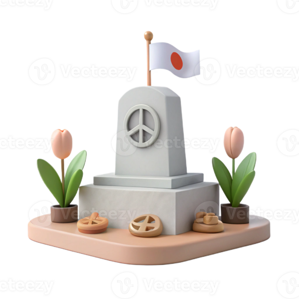 Peace Monument with Flag and Flowers png