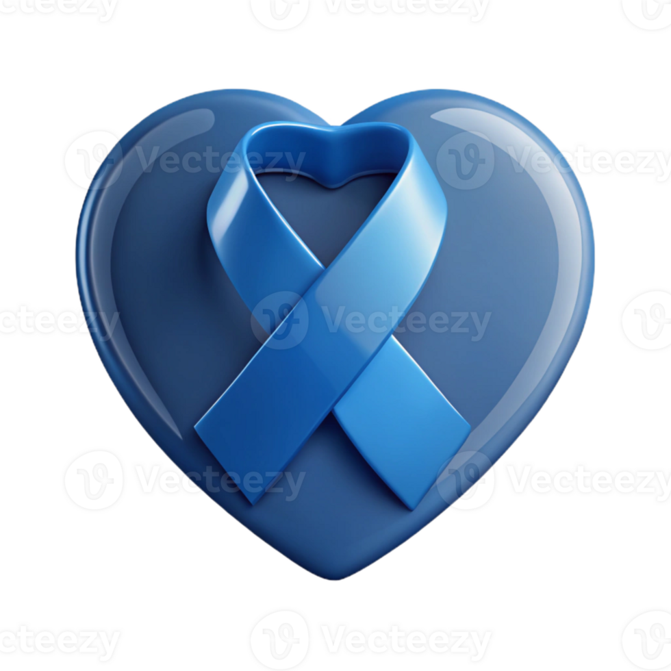Blue Ribbon on Heart Shape png
