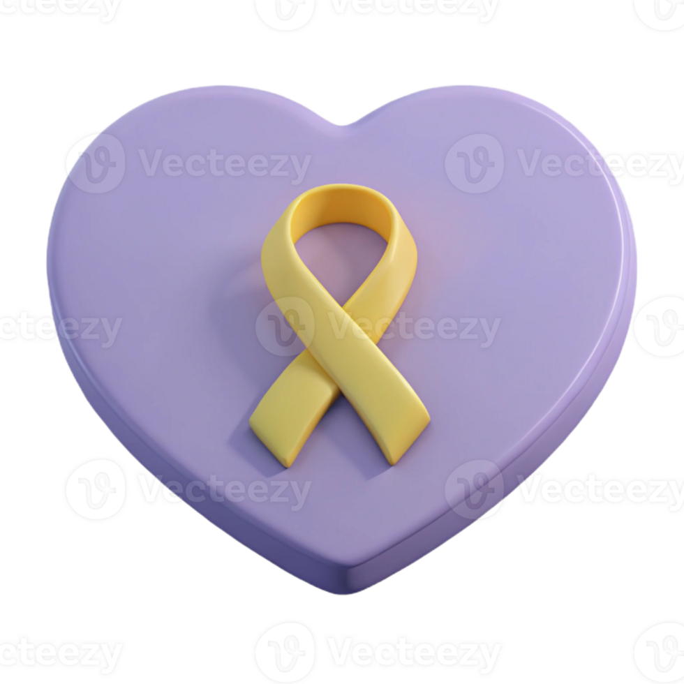 Yellow Ribbon on Purple Heart png