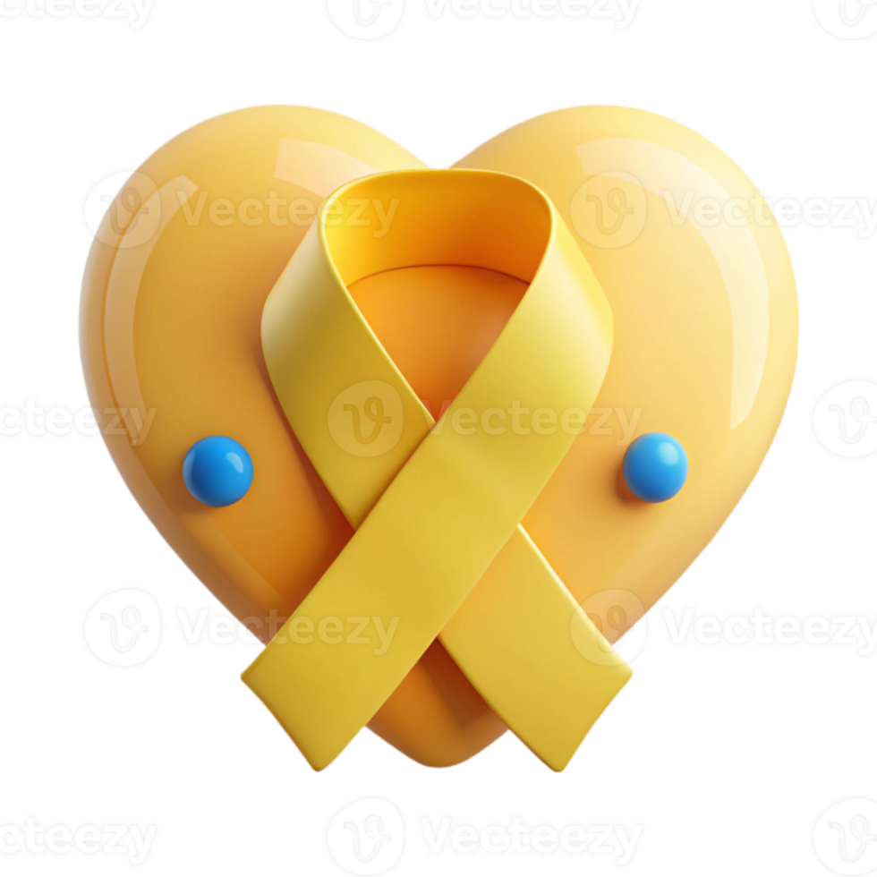 Yellow Ribbon Wrapped Around a Heart png