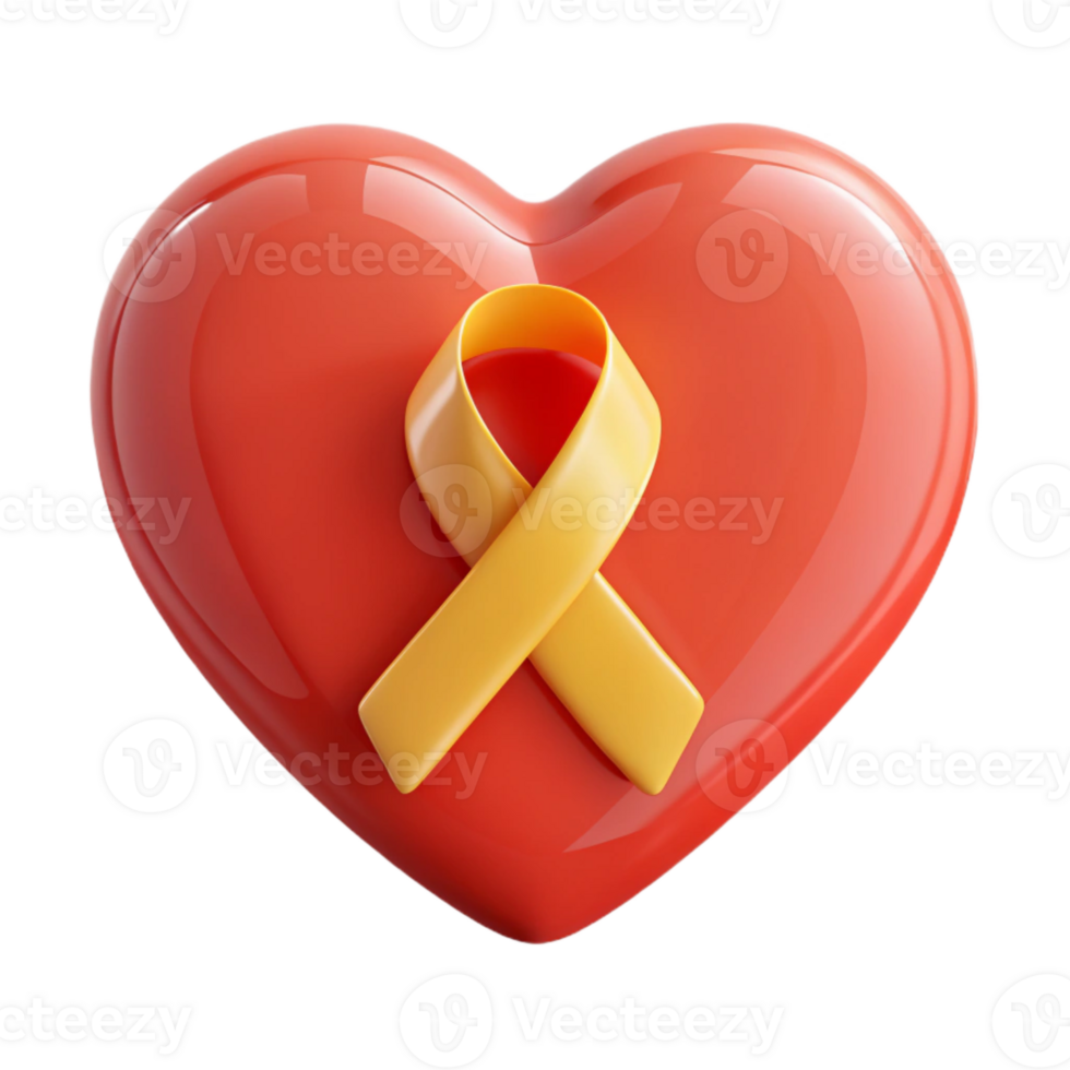 Heart with Yellow Ribbon Symbol of Support and Hope png