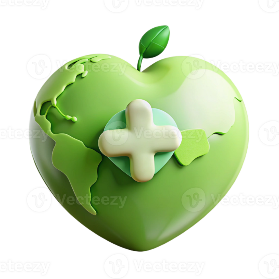 Green Heart World Health Concept png