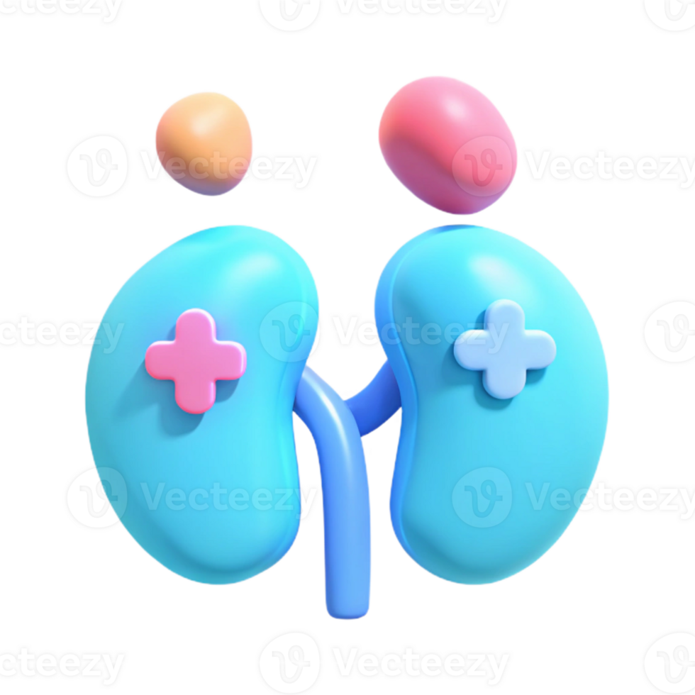 3D Render of Kidneys with Plus Buttons png