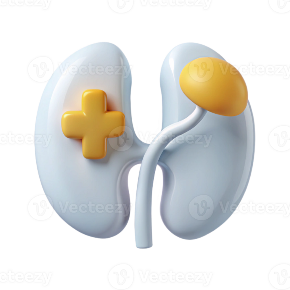 3D Cartoon Illustration of Human Kidneys with a Plus Sign png