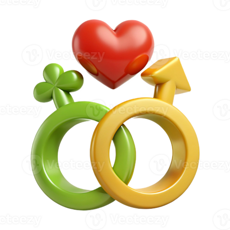 Intertwined Gender Symbols With Heart Above png