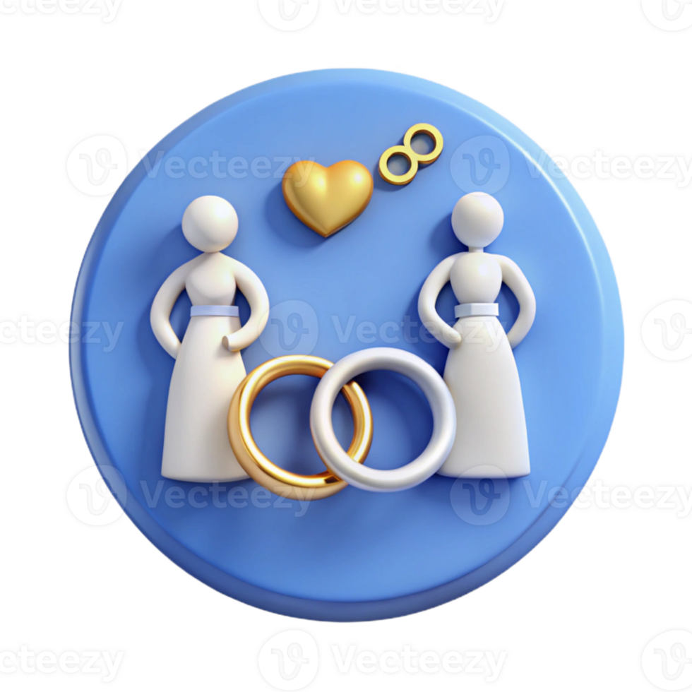 Two Figures with Wedding Rings and Heart png