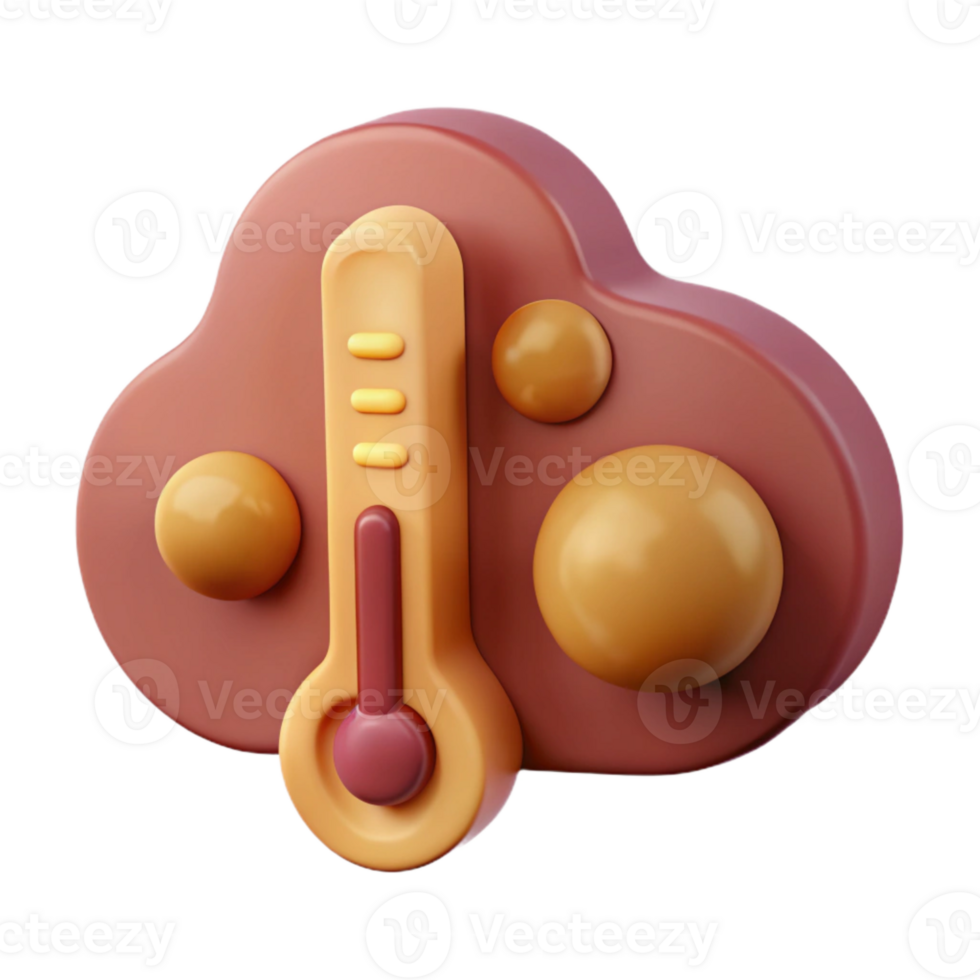 3D Render of a Thermometer Inside a Cloud png