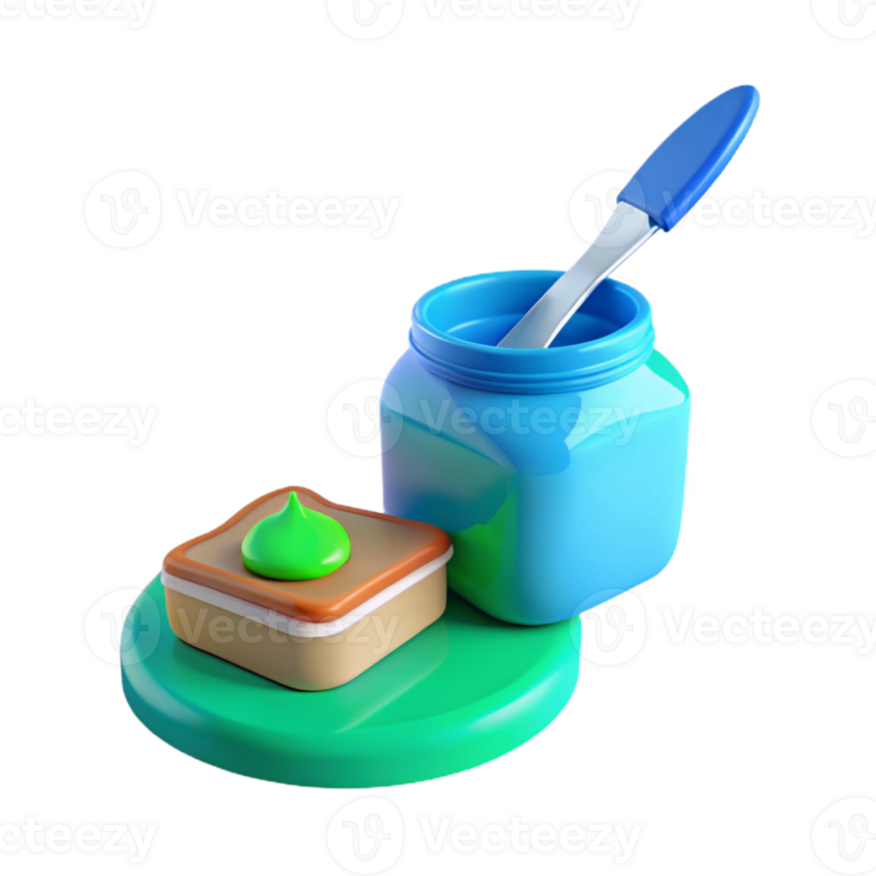 3D Rendered Green Spread on Toast png