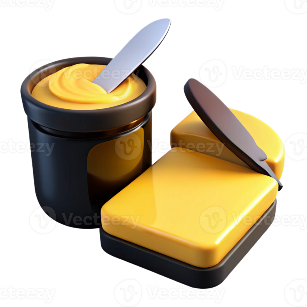 Spreading Creamy Yellow Spread on Bread png