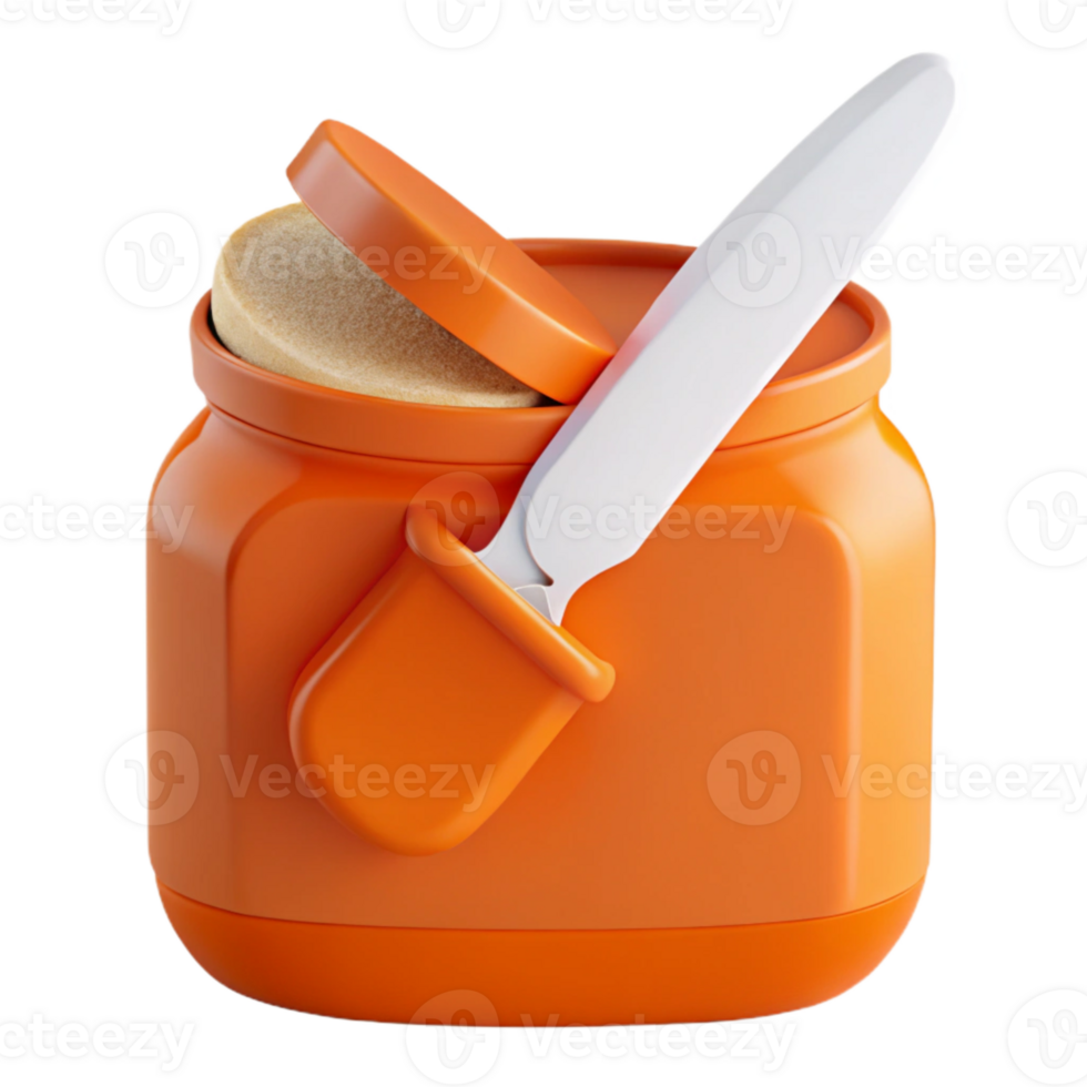 Orange Jar with White Spatula and Lid png