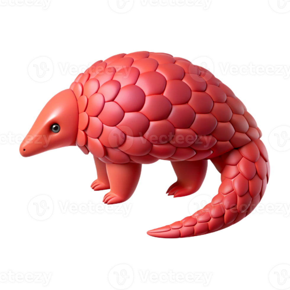 Cute 3D Red Pangolin Illustration png