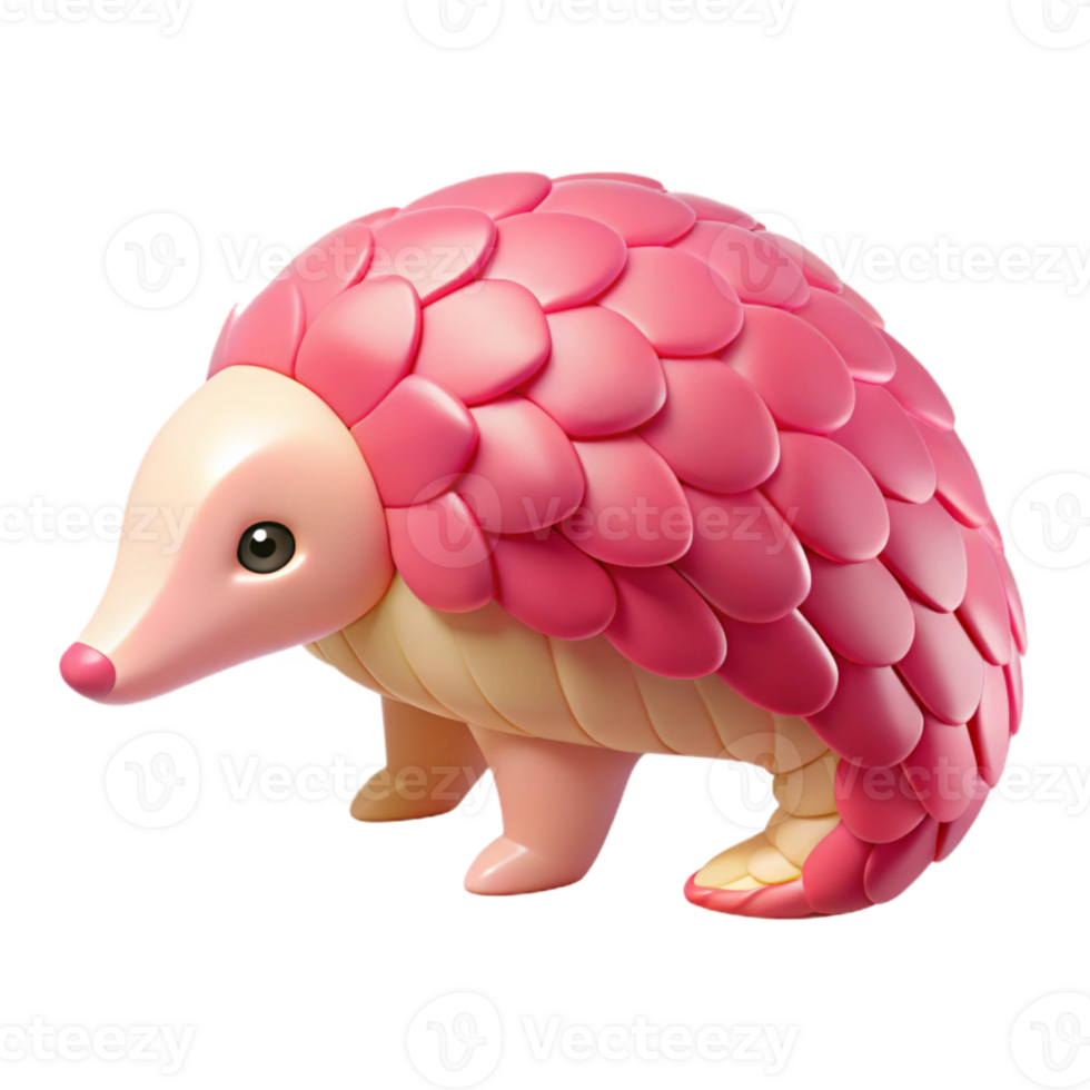 Cute Pink Pangolin 3D Render png