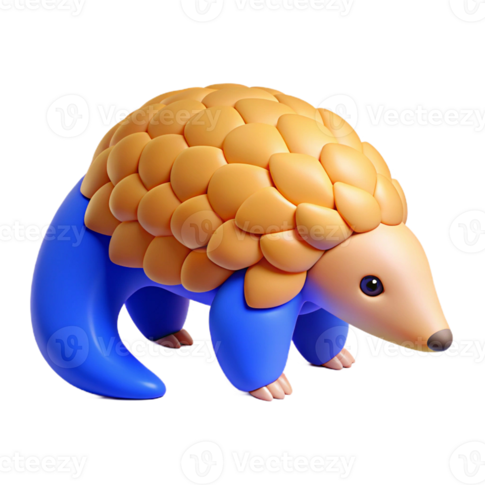 Cute 3D Cartoon Pangolin with Scales and Blue Legs png
