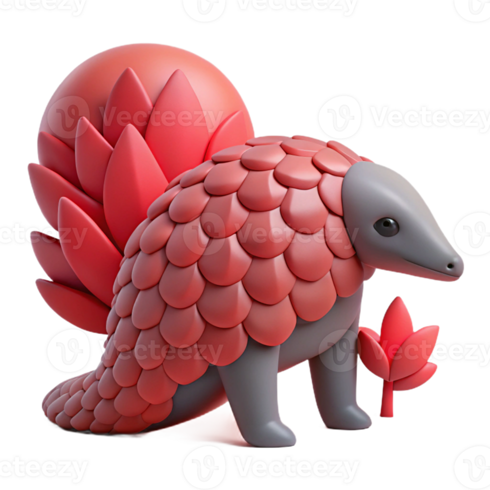 3D Render of a Scaly Animal with Pink and Gray Colors png