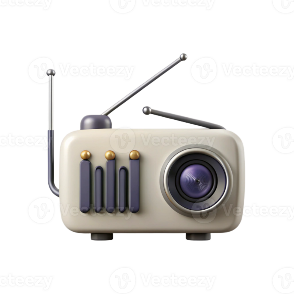 Vintage Radio Icon with Antenna and Dial png