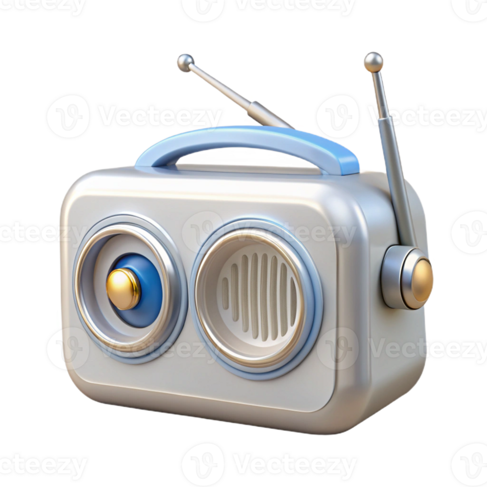 Vintage Radio with Telescopic Antenna png