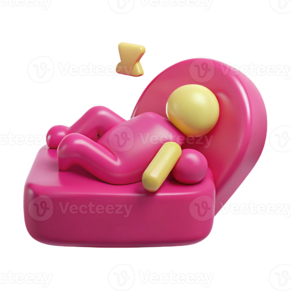 3D Render of a Sleeping Person on a Pink Sofa png