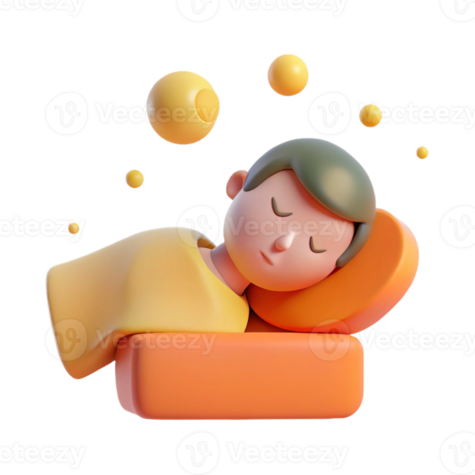 3D Cartoon Illustration of Sleeping Person png